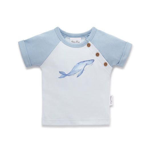 Whale Print Raglan Tee