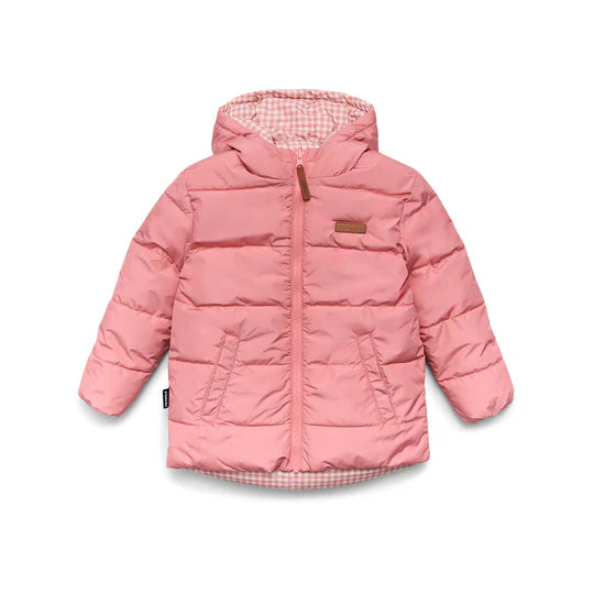REVERSIBLE ECO-PUFFER Rose Gingham