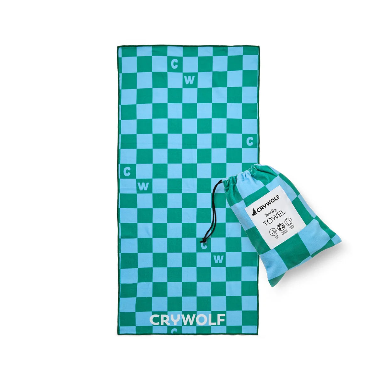 RAPID DRY TOWEL Sea Green Check