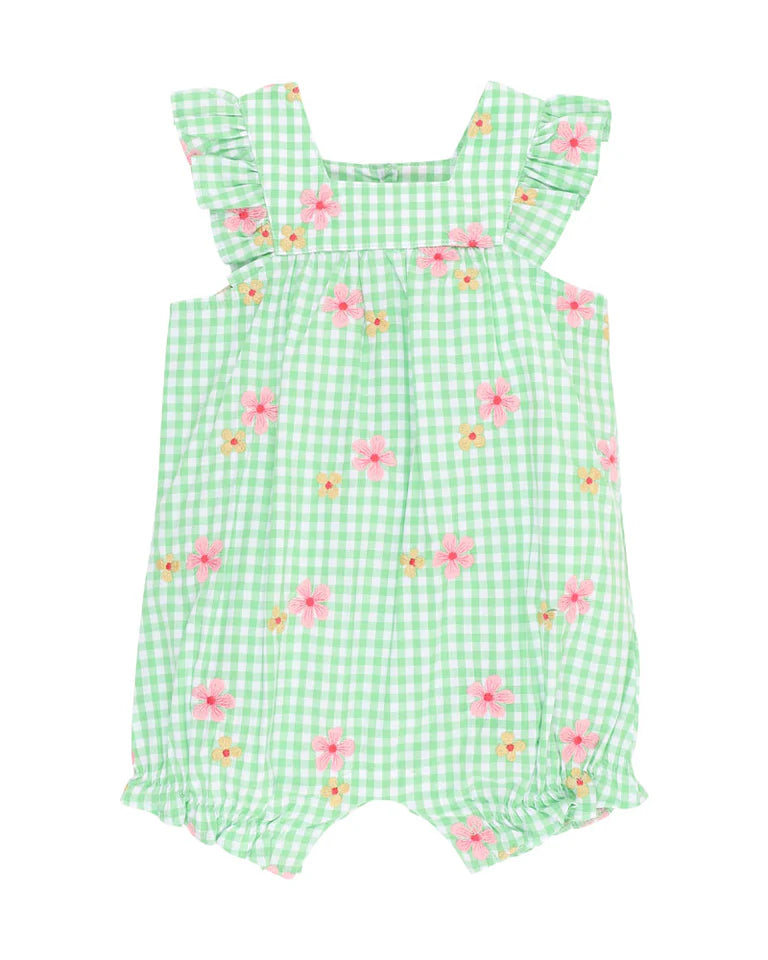 GROW WILD EMBROIDERED CHECK ROMPER