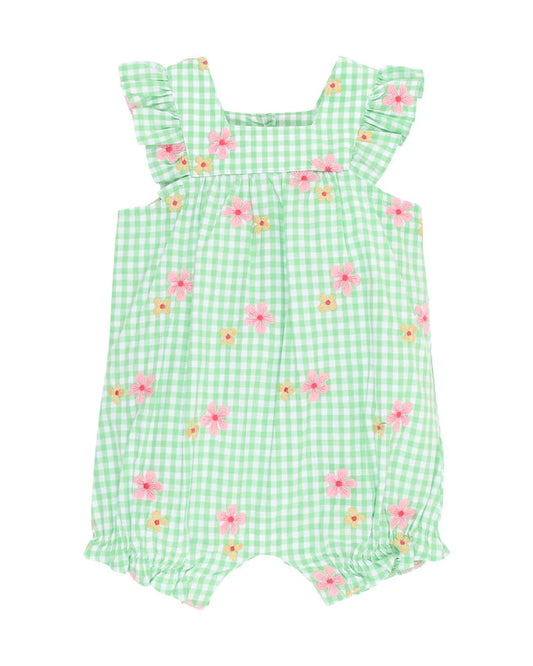 GROW WILD EMBROIDERED CHECK ROMPER
