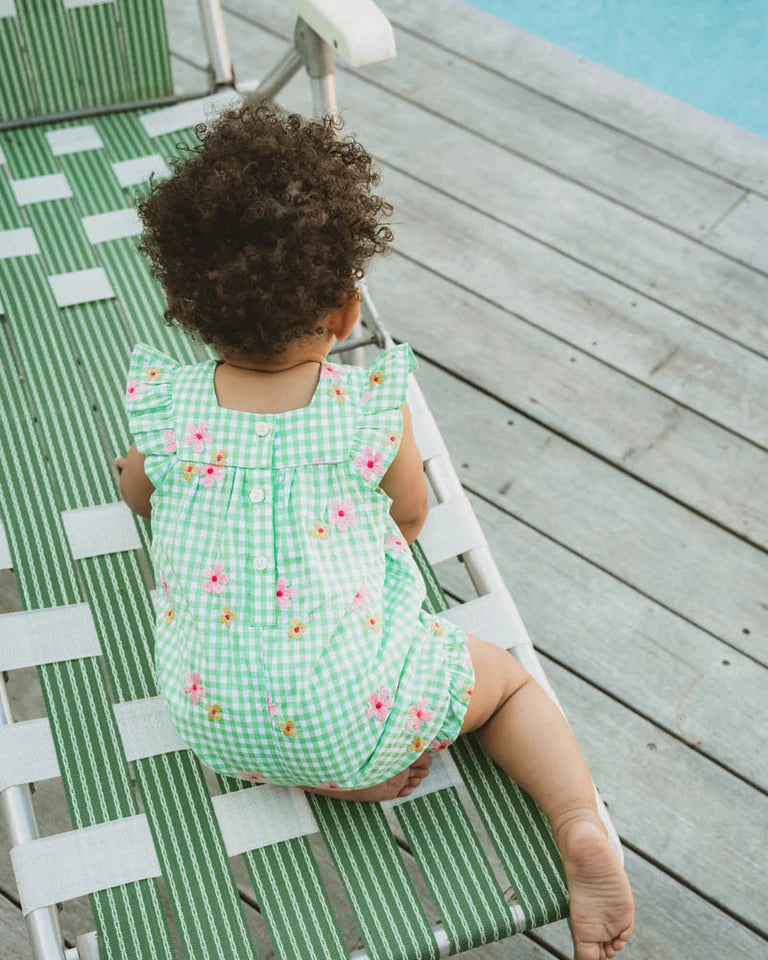 GROW WILD EMBROIDERED CHECK ROMPER