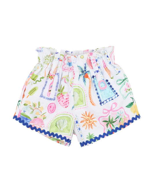 SUMMER VACAY STRIPE FLARED SHORTS