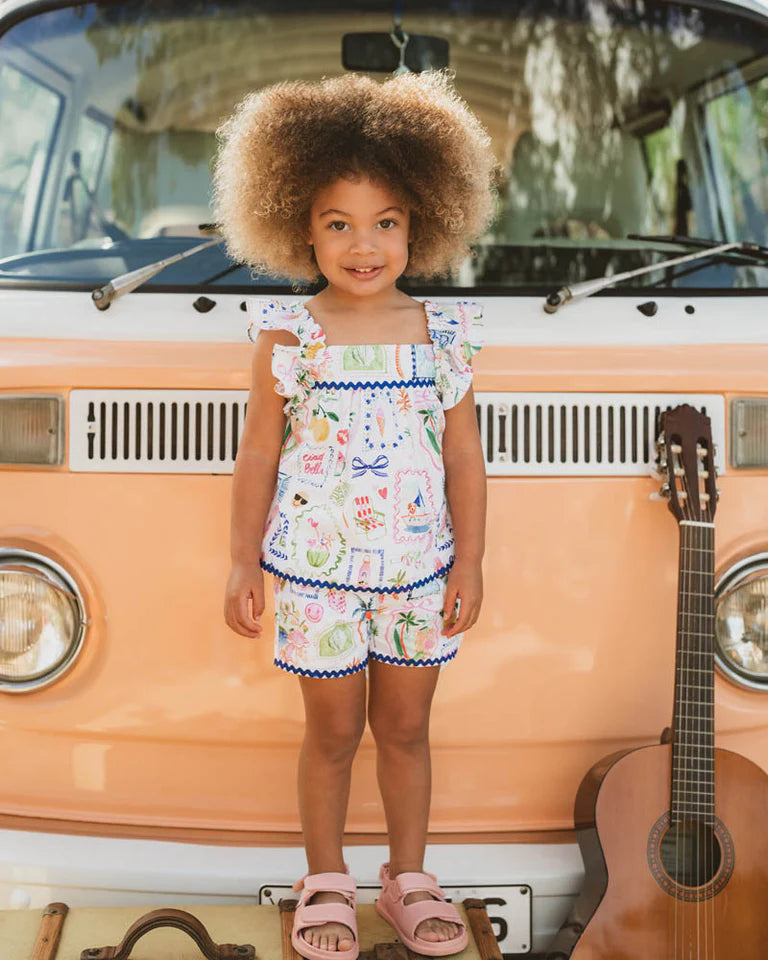 SUMMER VACAY RIC RAC SHORTS 3-7 YRS