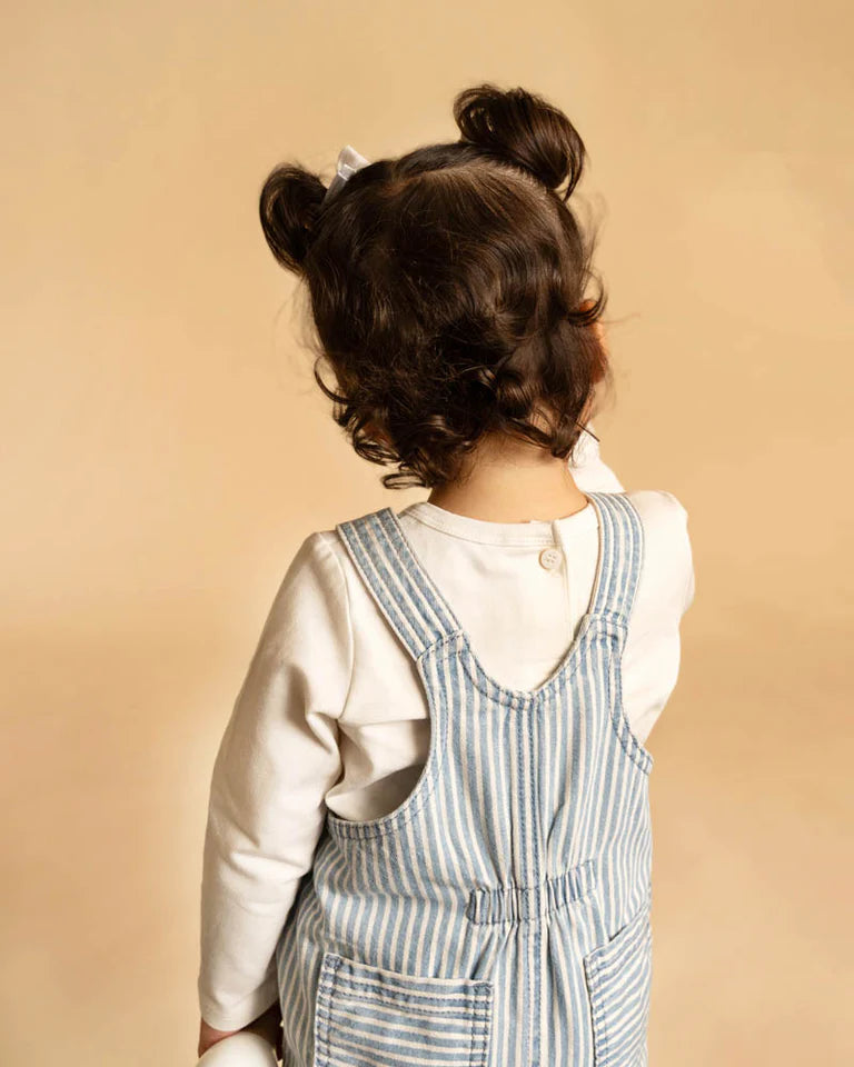 WINTER VACAY STRIPE DENIM OVERALLS
