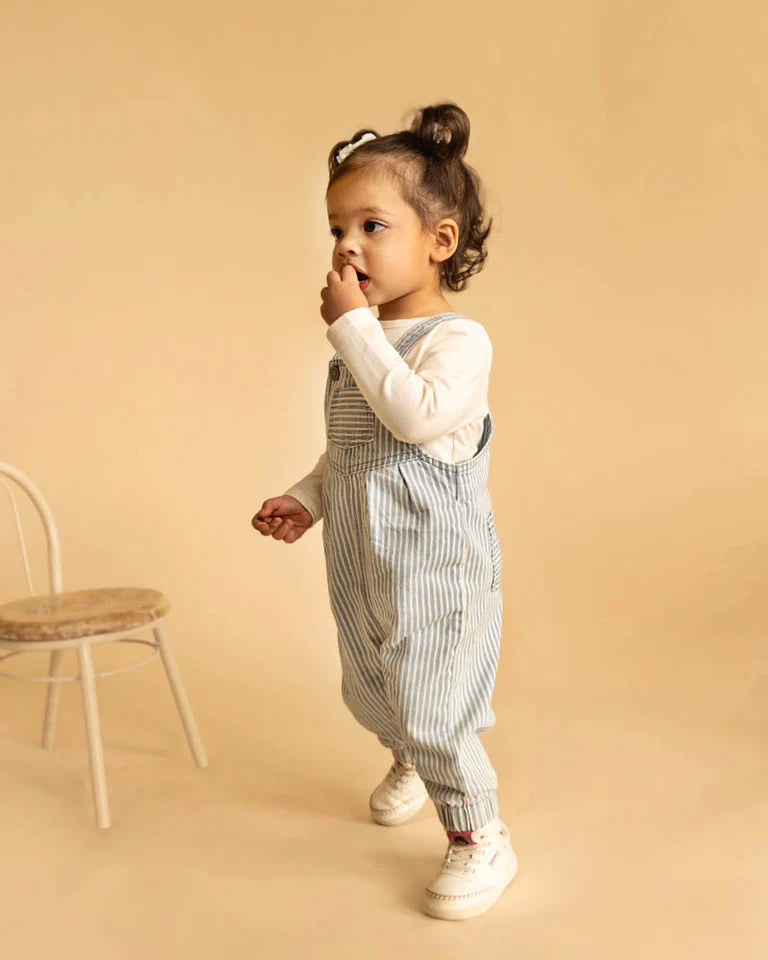 WINTER VACAY STRIPE DENIM OVERALLS