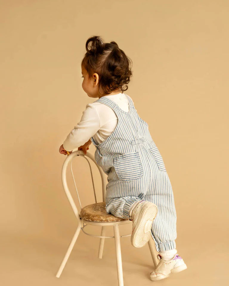 WINTER VACAY STRIPE DENIM OVERALLS