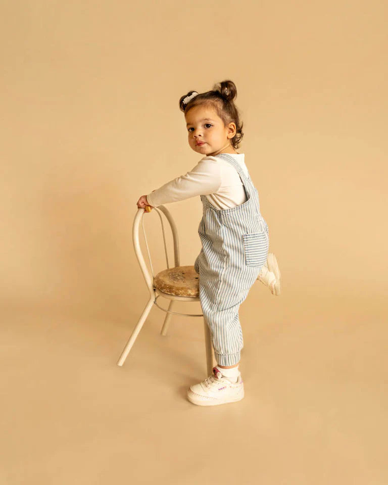 WINTER VACAY STRIPE DENIM OVERALLS