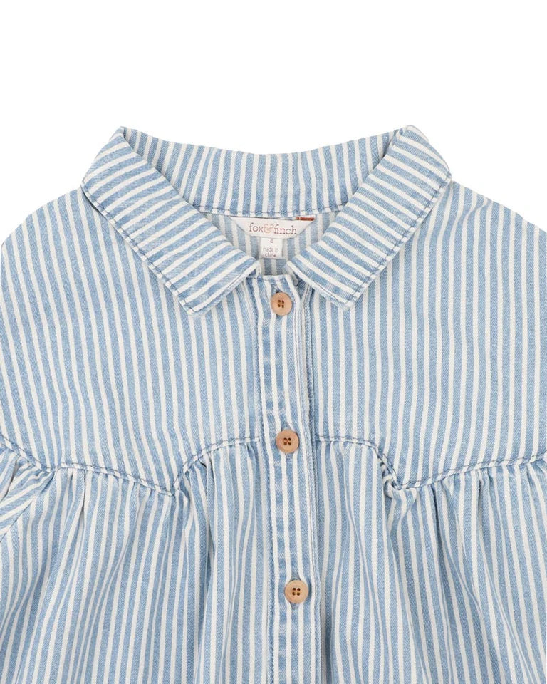 WINTER VACAY STRIPE DENIM DRESS 3-7 YRS