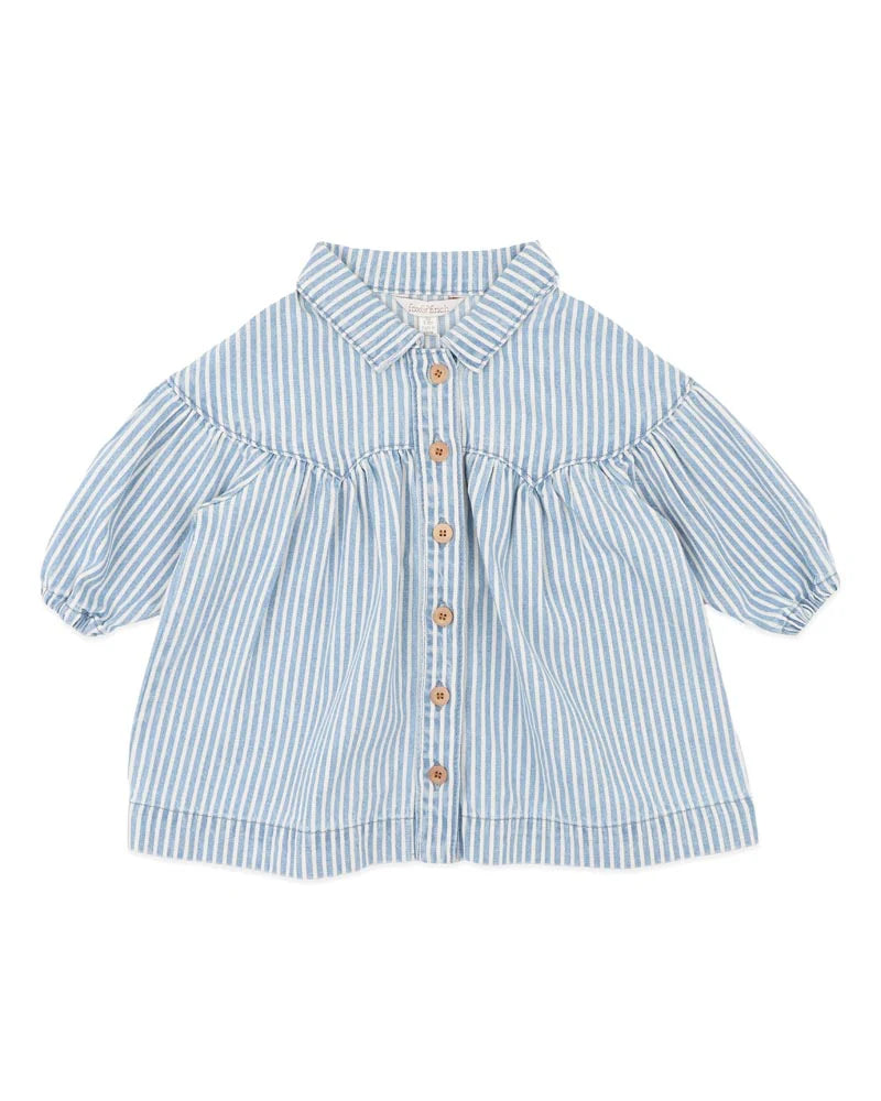 WINTER VACAY STRIPE DENIM DRESS