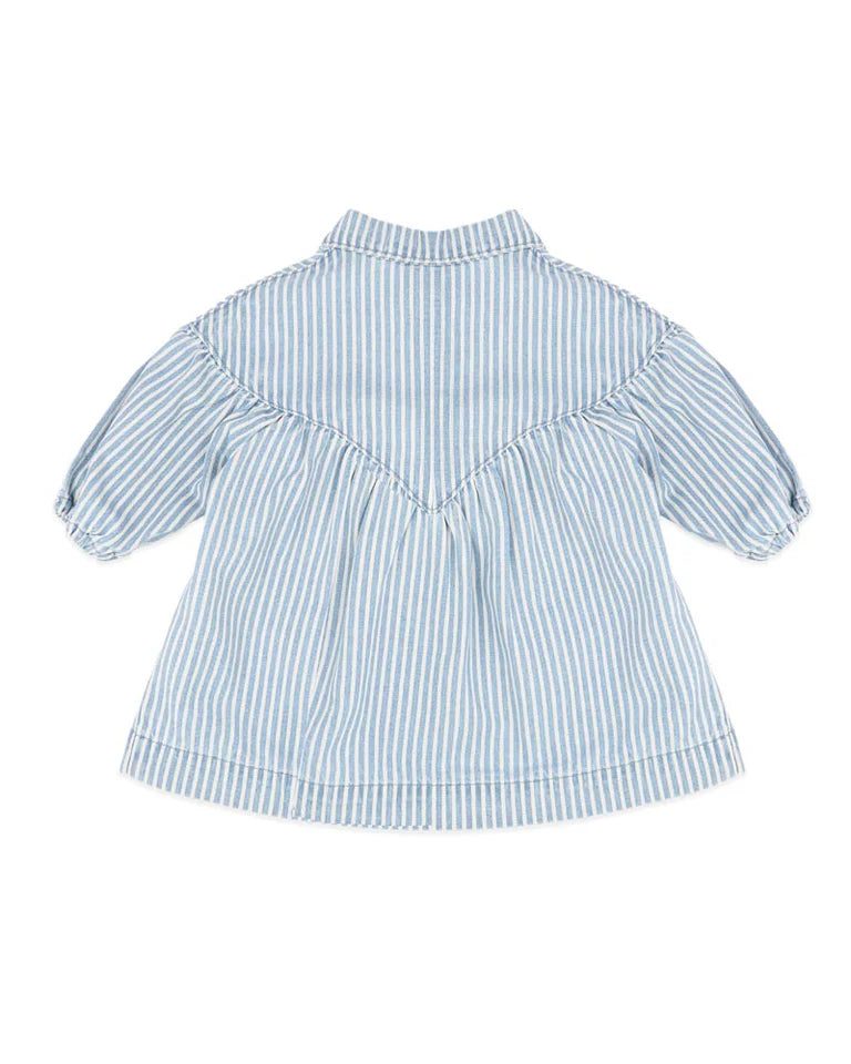 WINTER VACAY STRIPE DENIM DRESS