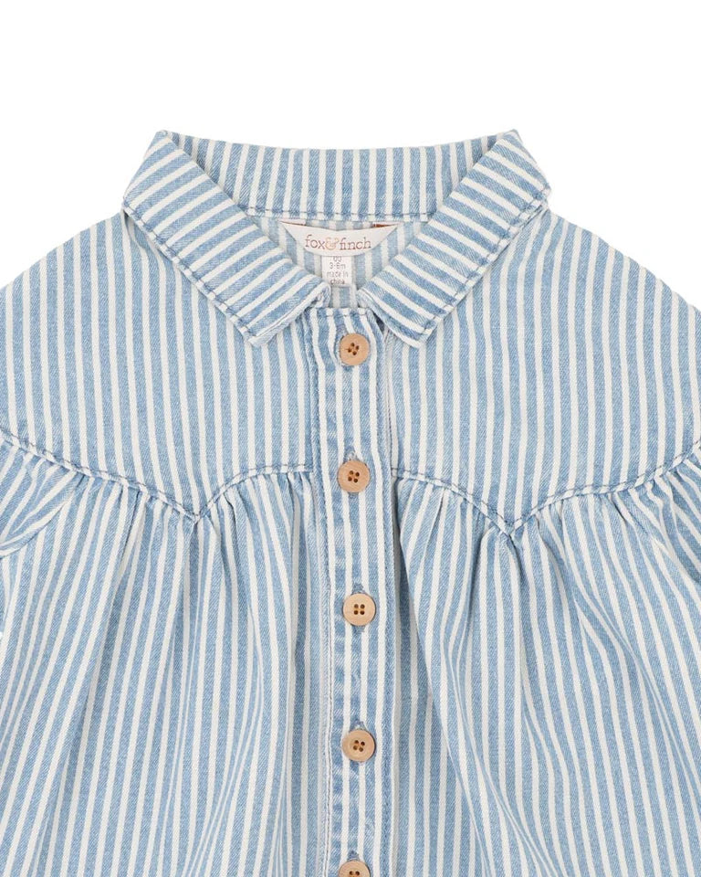 WINTER VACAY STRIPE DENIM DRESS