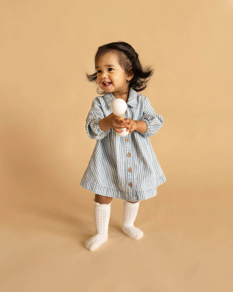 WINTER VACAY STRIPE DENIM DRESS