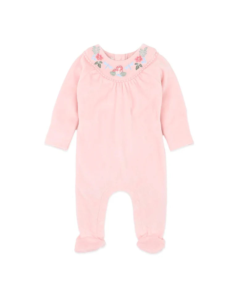 WILD GARDEN EMB. VELOUR ZIP ONESIE