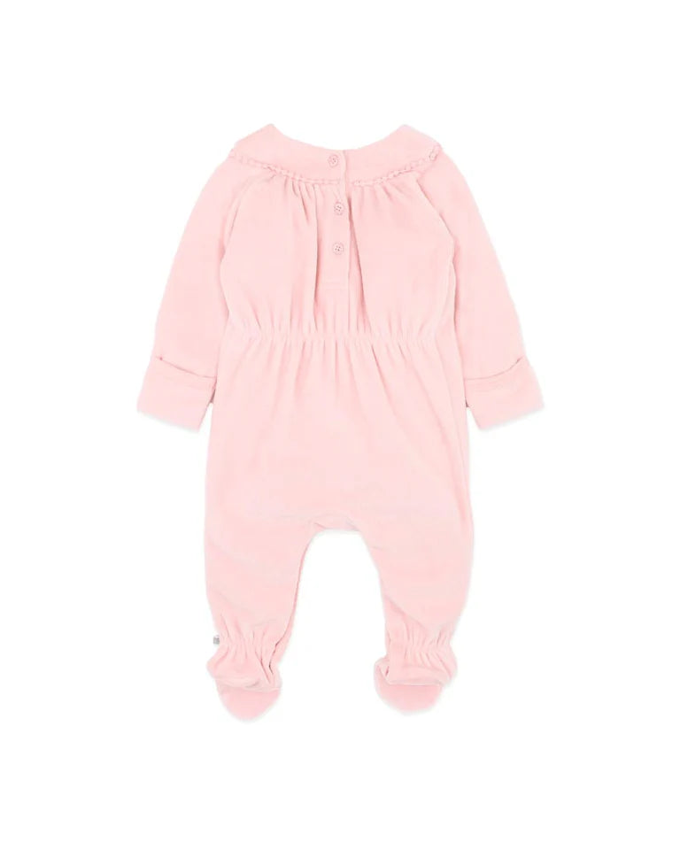 WILD GARDEN EMB. VELOUR ZIP ONESIE