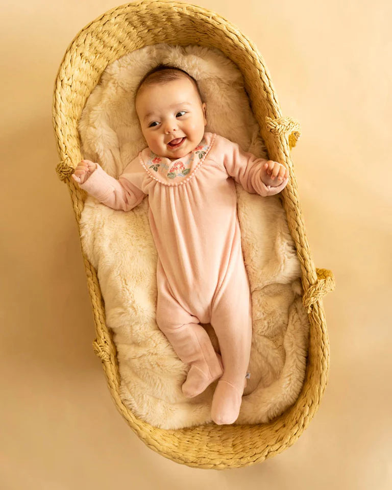 WILD GARDEN EMB. VELOUR ZIP ONESIE