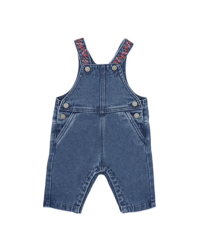 WILD GARDEN EMB. DENIM OVERALLS
