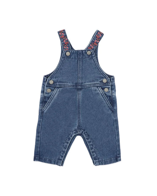 WILD GARDEN EMB. DENIM OVERALLS