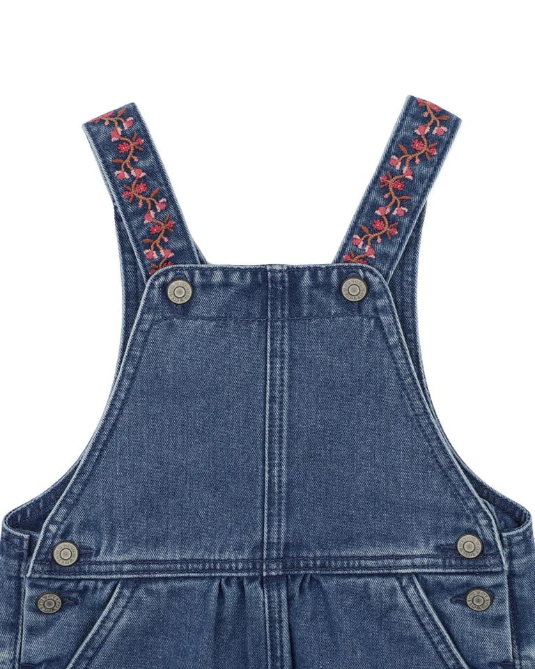 WILD GARDEN EMB. DENIM OVERALLS