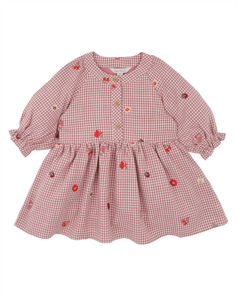 ORCHARD BLOOM EMB. CHECK DRESS