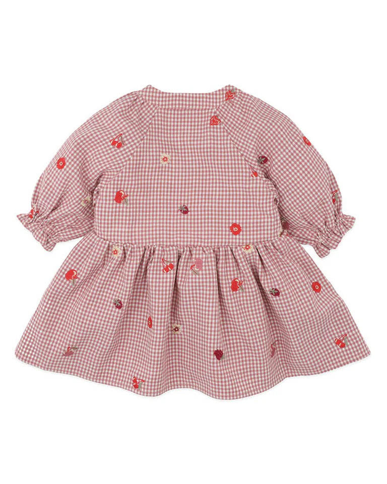 ORCHARD BLOOM EMB. CHECK DRESS