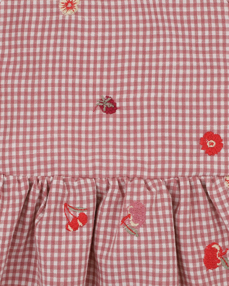ORCHARD BLOOM EMB. CHECK DRESS