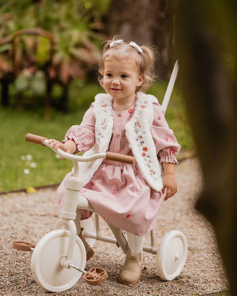 ORCHARD BLOOM EMB. CHECK DRESS 3-7 YRS