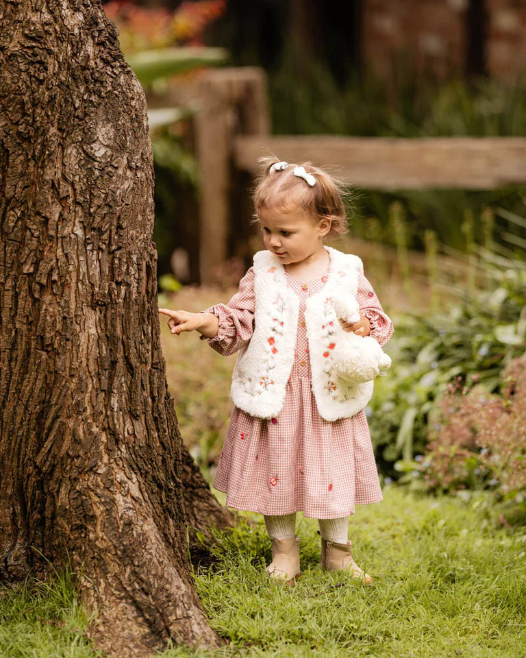 ORCHARD BLOOM EMB. CHECK DRESS 3-7 YRS