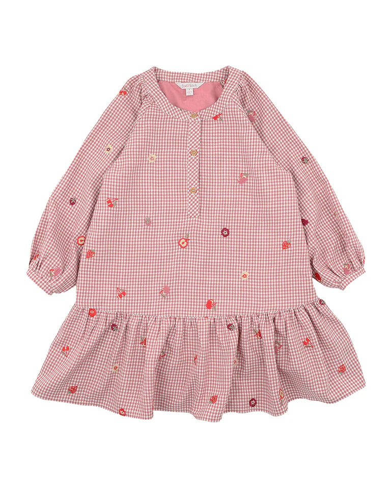 ORCHARD BLOOM EMB. CHECK DRESS 3-7 YRS