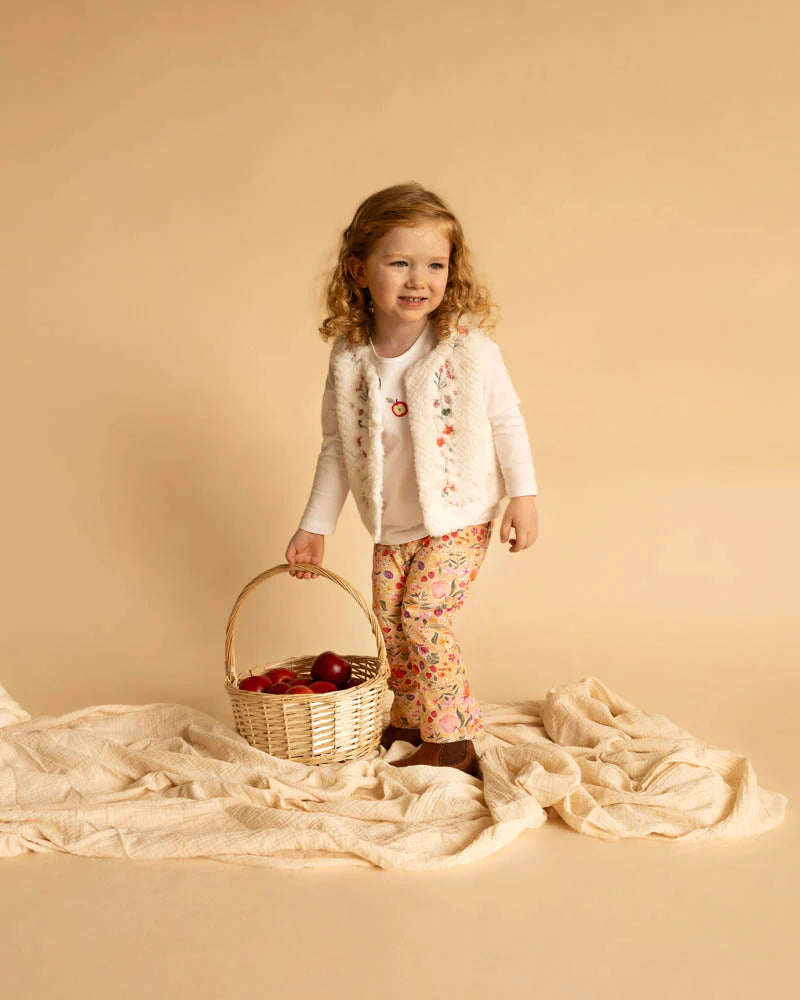 ORCHARD BLOOM EMB. FAUX FUR VEST 3-7 YRS