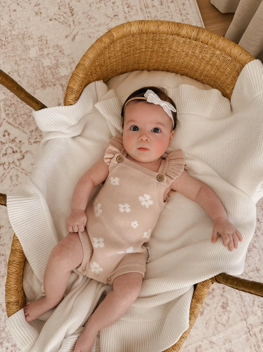Flower Ruffle Knit Romper