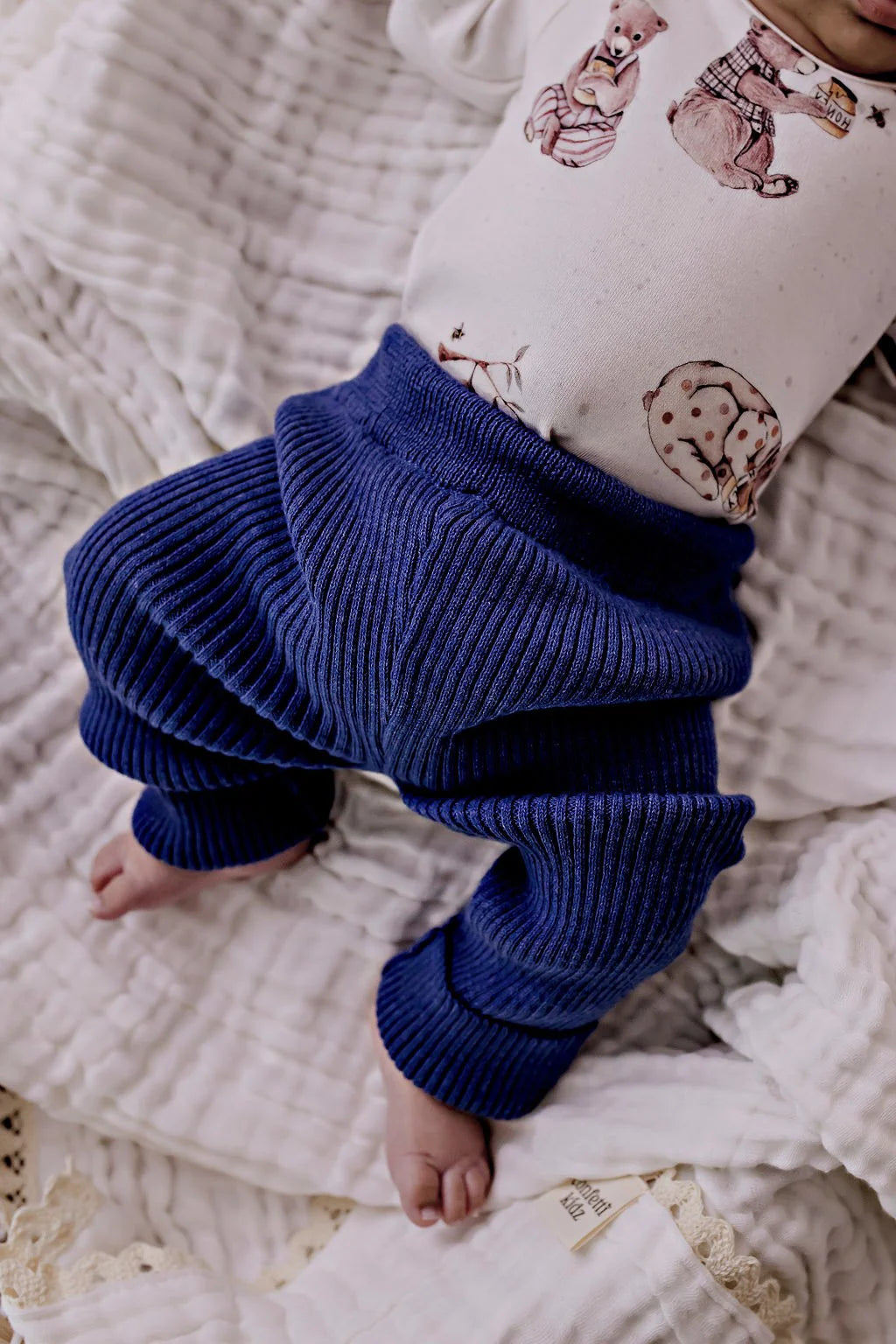 Ribbed Knit Leggings - Navy