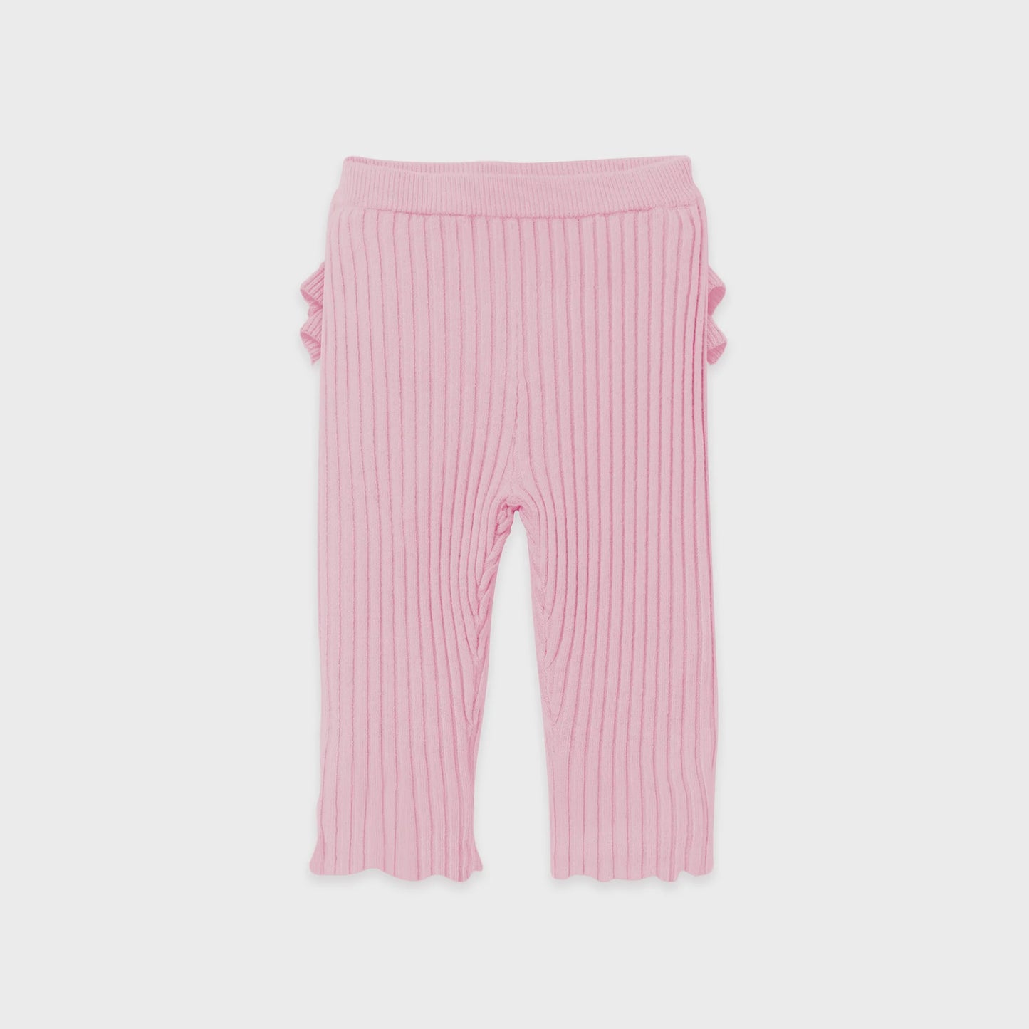 Frilly Ribbed Leggings - Blush