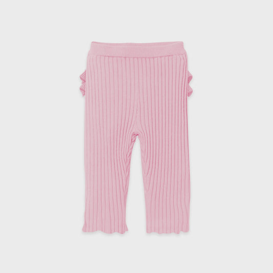 Frilly Ribbed Leggings - Blush