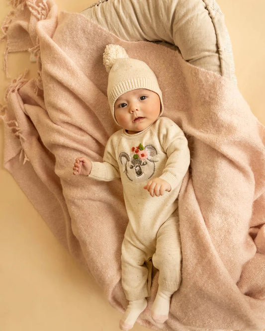 CHARLIE KOALA ORGANIC KNITTED ROMPER