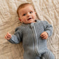 BLUE KNITTED ZIP ROMPER