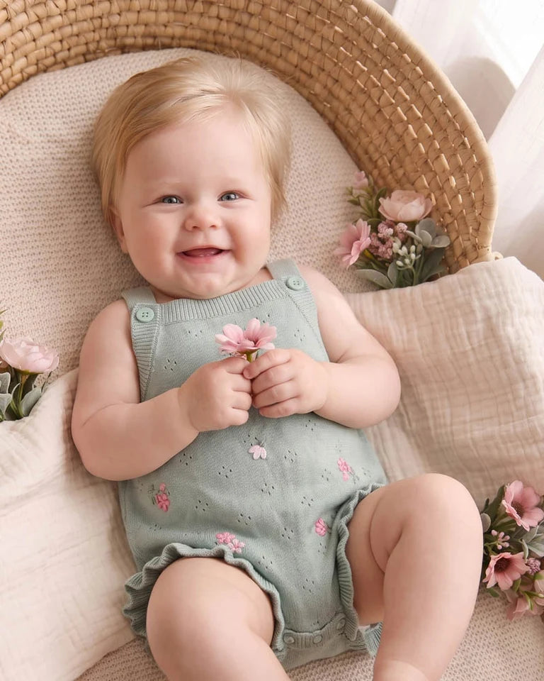 CHELSEA ORGANIC HAND EMB. KNIT BODYSUIT