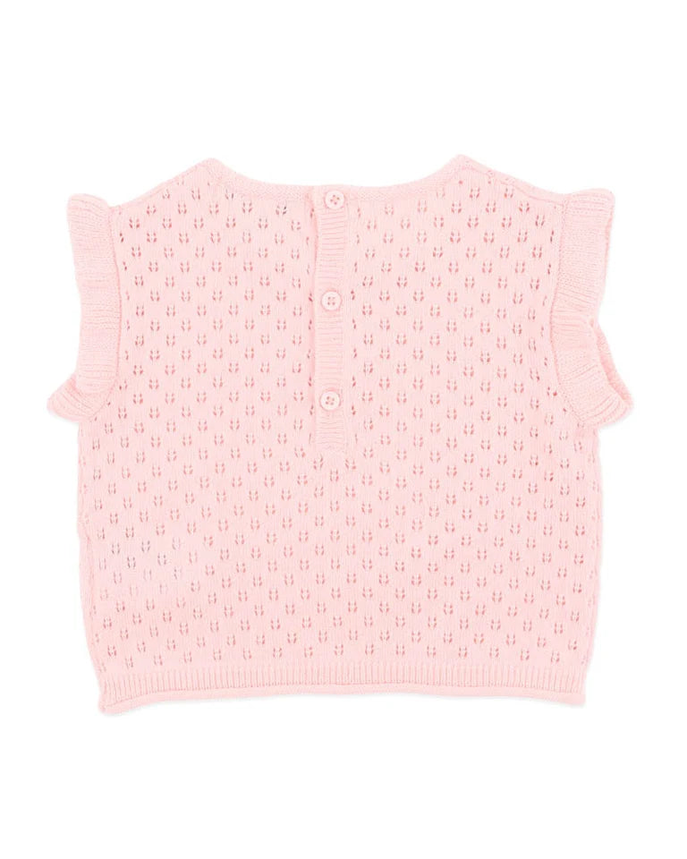 PINK ORGANIC POINTELLE KNIT TOP