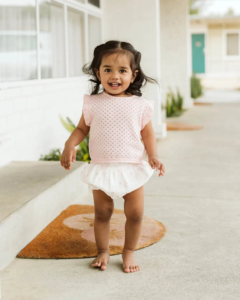 PINK ORGANIC POINTELLE KNIT TOP