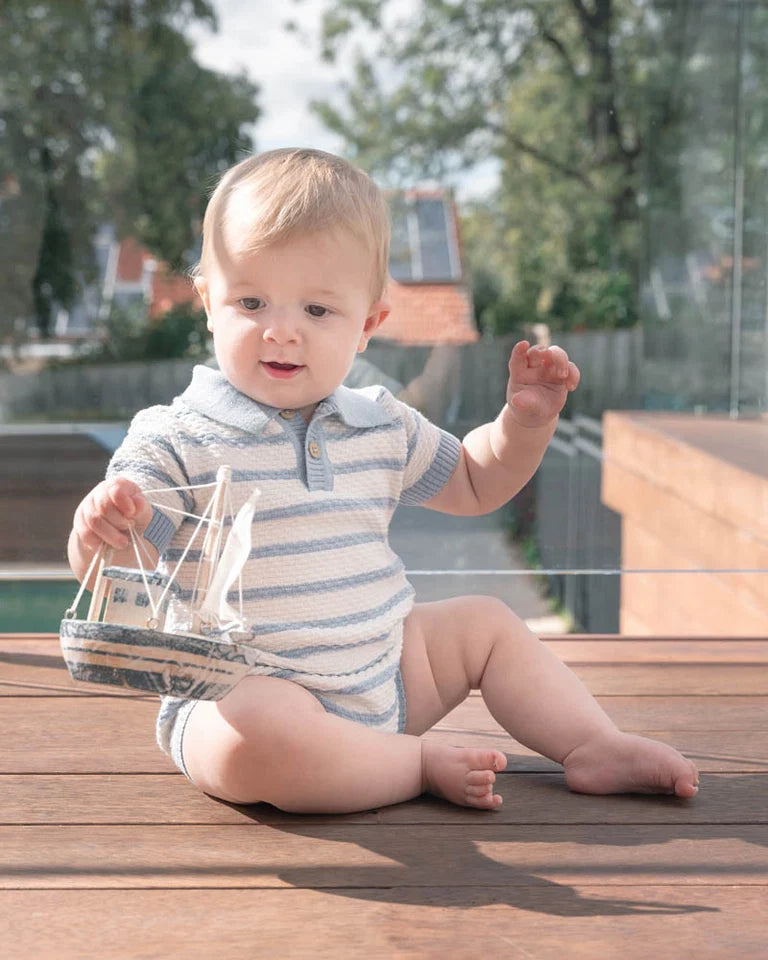 BRADY ORGANIC KNITTED POLO ROMPER