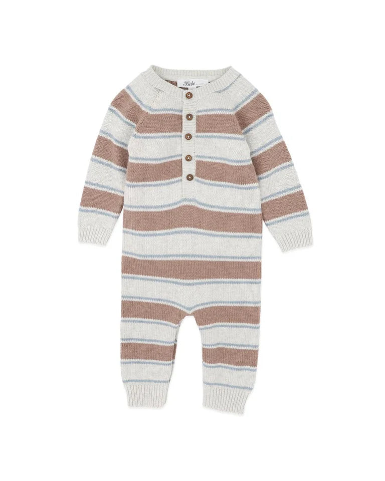 ALVIN STRIPE ORGANIC KNITTED ROMPER