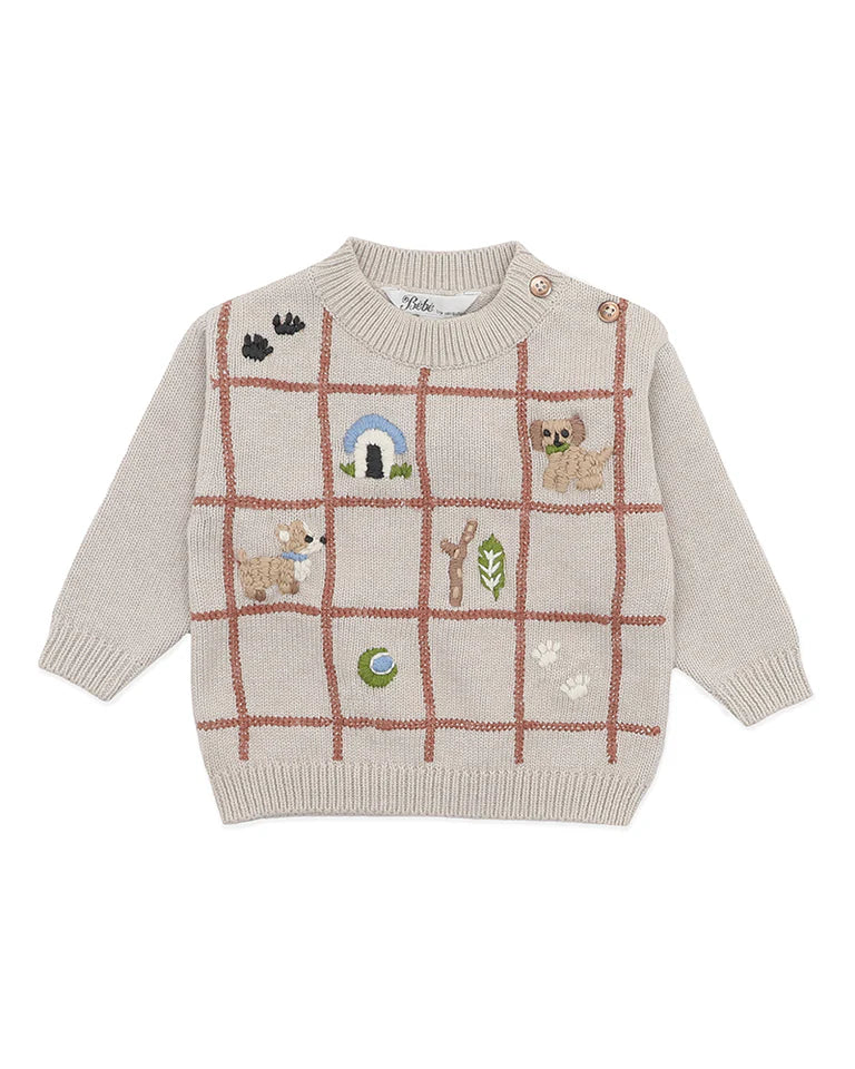 OTTO PUPPY GRID ORGANIC KNITTED JUMPER