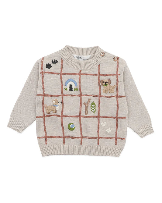 OTTO PUPPY GRID ORGANIC KNITTED JUMPER