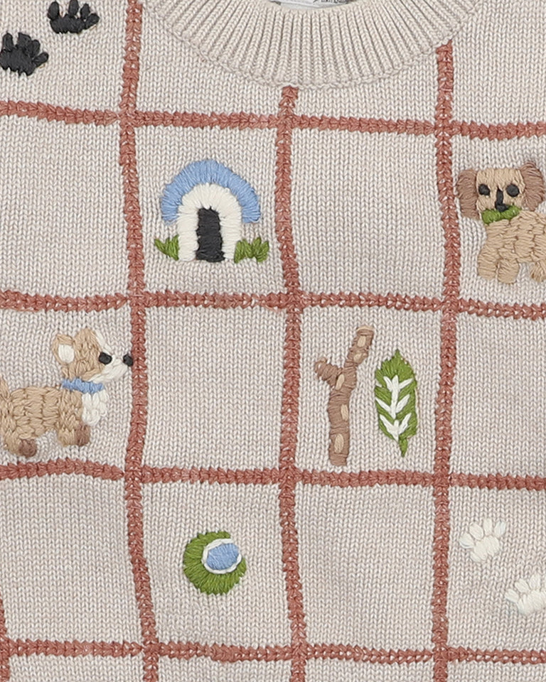 OTTO PUPPY GRID ORGANIC KNITTED JUMPER
