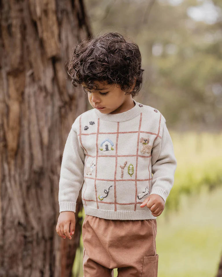 OTTO PUPPY GRID ORGANIC KNITTED JUMPER