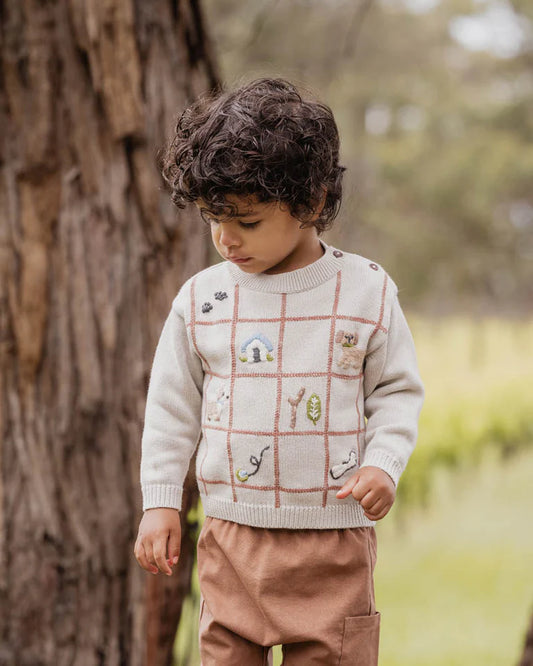 OTTO PUPPY GRID ORGANIC KNITTED JUMPER