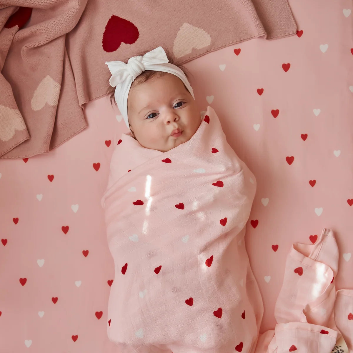 Little Hearts Muslin Wrap Swaddle