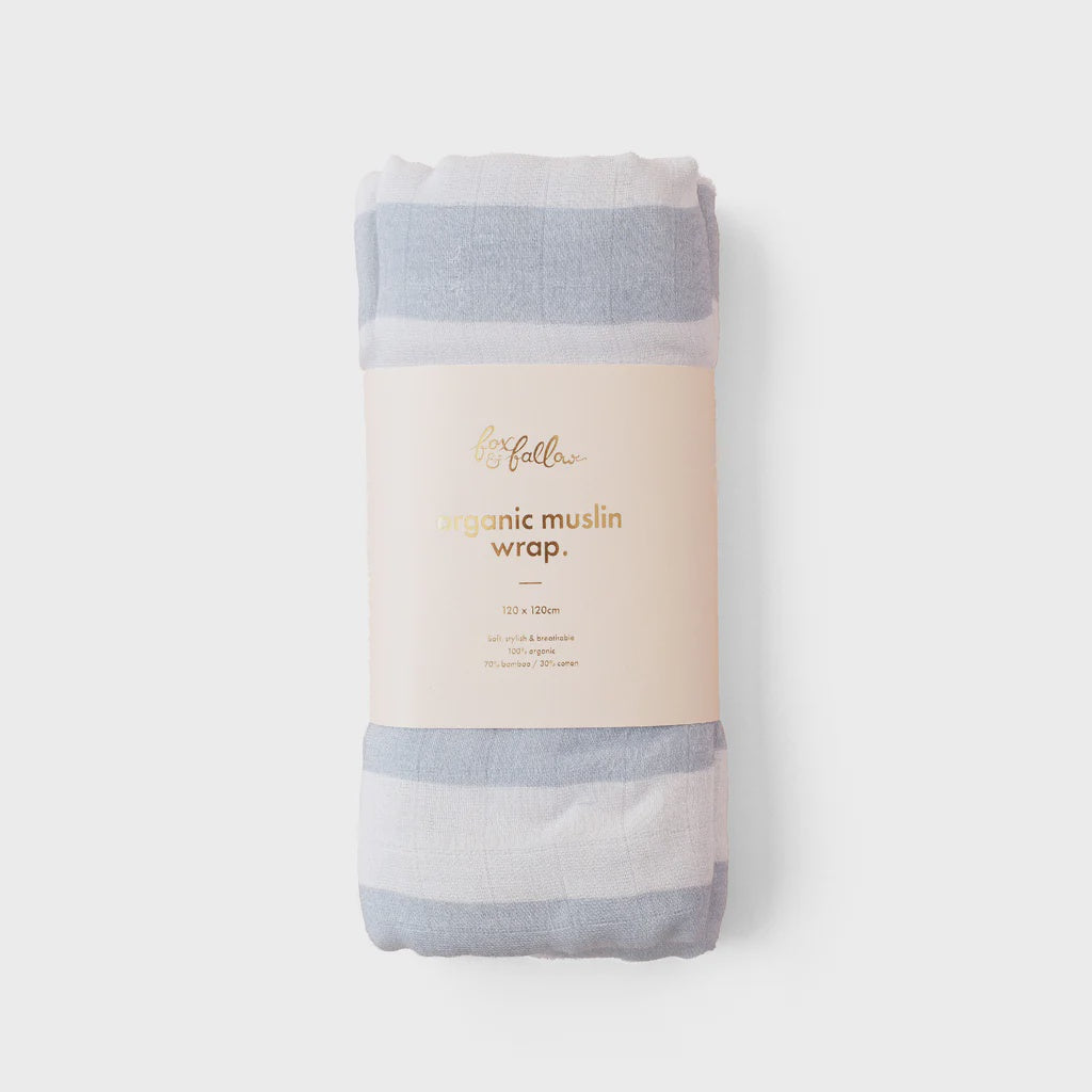 Cloud Stripe Organic Muslin Wrap Swaddle