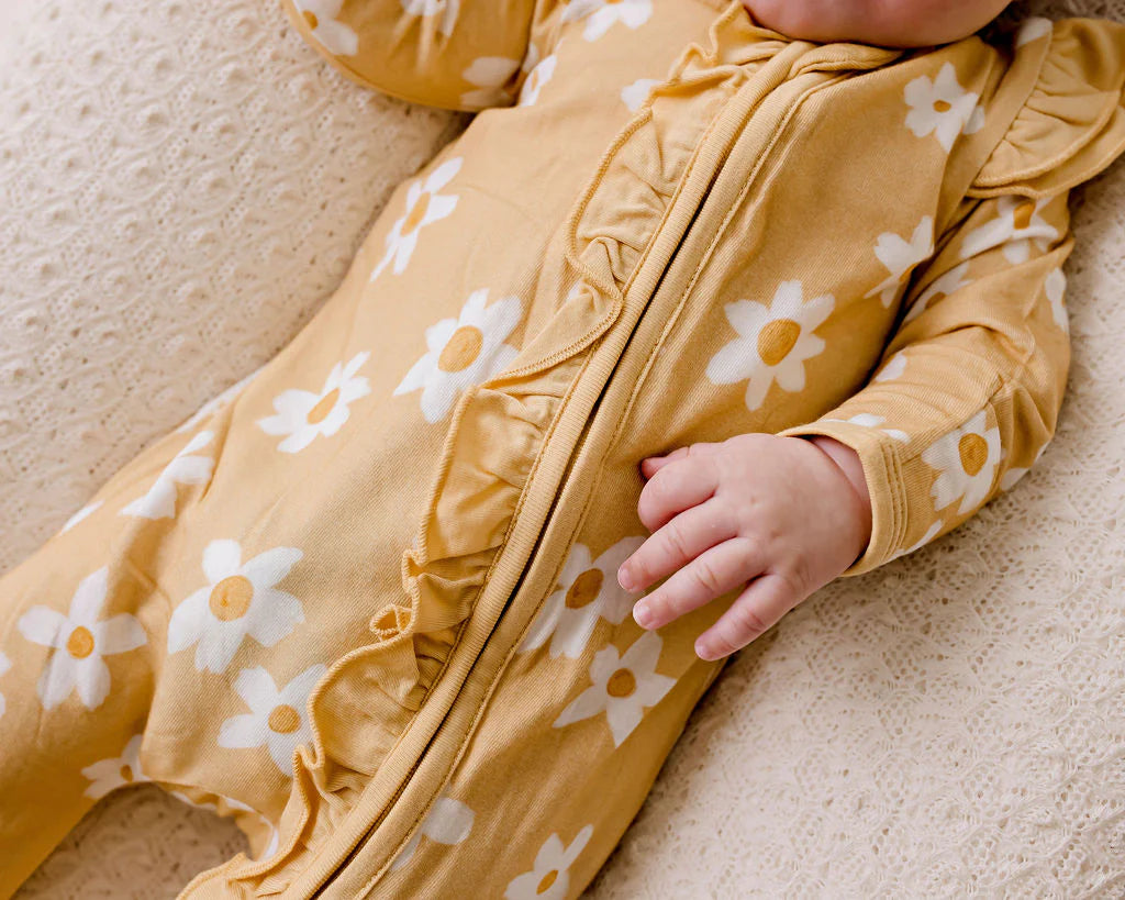 Bamboo zipsuit - Summer daisies