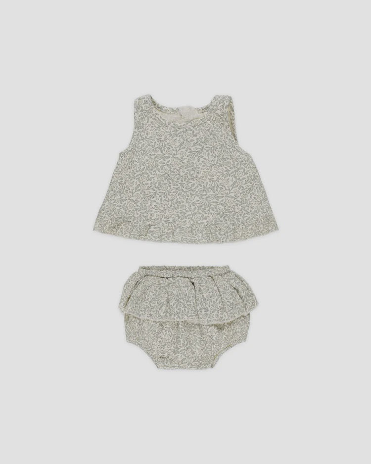 Ruffled Tulip Top + Bloomer Set || Green Garden